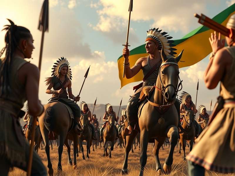 Frontier Emperor gameplay showing Indian warriors in battle